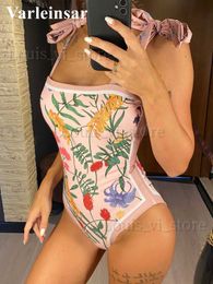 Women's Swimwear XS - XL Floral Two-sides Wearable Reversible Women Swimwear One Piece Swimsuit Female High Cut Bather Bathing Suit Swim V3979 T240227