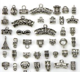 Bead Mix 40 Styles Antique Silver Plated Alloy Big Hole Charms TUBE Spacer Beads fit bracelet DIY Necklaces Pendants charms Bead8212150