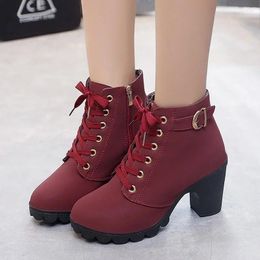 Dress Shoes Luxury 2024 Women Lace Up Ankle Boots Zapatos Mujer Fashion High Heels Ladies Casual Spring Pumps Platform Heel 42