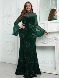 Basic Casual Dresses Plus Size Evening Dresses Fashion Women Sequins Mesh Patchwork Long Sleeve Party Dresses Large Size Elegant Ladies Dresses 2023 T240227