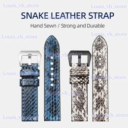 Watch Bands Handmade Snakeskin Strap 20 22 24 26MM Blue-Grey Leather band Thickened Bracelet For PAM111 441 Mens Bracelet T240227