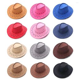 Berets Fashion Western Style Panama Wide Brim Felt Fedora Hat Jazz Suede Cowboy