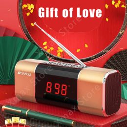 Speakers Bluetooth FM Radio Speaker Dual Speaker Dual Diaphragm Digital Jukebox Breakpoint Memory Play Clock Display Gift for the Elderly