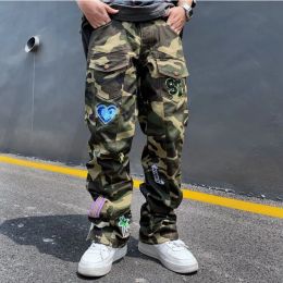 Pants MultiPocket Washed Cargo Pants Y2k Retro High Street Fashion High Waist Casual Pants Couple Harajuku Simple Mopping Pants Men's