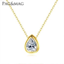 Pag mag Water Drop Necklace 925 Silver Pendant collarbone chain necklace gold melon seeds Korean version exquisite and versatile accessories