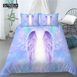 Set Home Living Luxury 3D Angel Wings Print 2/3Pcs Comfortable Duvet Cover PillowCase Bedding Sets Queen and King EU/US/AU Size Sheer Curtains