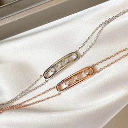 jewlery messikas designer bracelet for women Light Luxury Full Diamond Three Diamond Sliding Time Running Bracelet Popular on the Internet Small and Simple