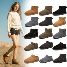 Boots Snow Women Winter Flat-bottomed Short-tube Women's Cotton Men's Plus Velvet Thick Waterproof Non-slip Leather