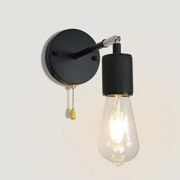 Wall Lamp Country Style Edison Bulb Retro Single Head Aisle Living Room Mini Decoration Simple Zipper Small