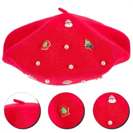 Berets Hat French Hats Women Pearl Women's Kawaii Painter Wool Winter Fashionable Artist Miss