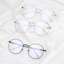 Eyeglass Frame Vintage Anti Blue Light Glasses Frames Round Lens Myopia Optical Mirror Metal Anti UV Clear Eyewear Ultra Light Frame Unisex