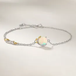 Link Bracelets Huocai Oupo Stone Bracelet Girls' Sterling Silver Light Luxury Small And Exquisite 2024 Friend Birthday Gift