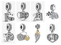 new 16th 18th 21st 30th 40th 50th 60th Celebration Charm DIY beads Fit 925 original silver Charm Bracelet Jewellery making3983516