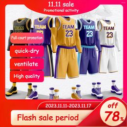 Men's Tracksuits Basketball Jerseys Set Uniforms Team Breathable Quick Drying High Quality Sportswear Training Vest Shorts Sportsuit Custom