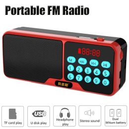 Players Portable Radio Handheld Fm Receiver Dual 18650 Batteries Speaker Usb/tf Mp3 Player with Flashlight/3.5mm Jack Poweroff Memory