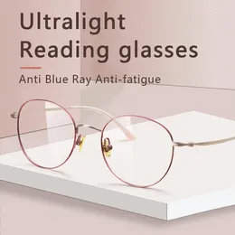 Sunglasses Ultralight Pure Titanium Reading Glasses Blue Light Blocking Ultra-Thin Hard Resin Lens CR39 Presbyopia Eyeglasses For Women