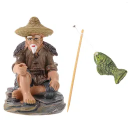 Garden Decorations Vintage Fisherman Statue Ornament Sculptures Statues Resin Mini Figurine