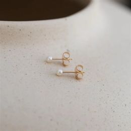 14K Gold Filled Small Pearl Studs Earrings Tarnish Resistant Earring Dainty Jewellery Earrings For Women Simple Waterproof Jewellery 240220