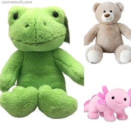 Plush Dolls Build A Bear Frog Plush Toy Build A Bear Axolotl Workshop Stuffed Soft Frog Toy Toads Plush Pillow Hug Build-a-bear BAB Doll Q240227