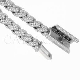 Long Clasp 14Mm Sier Necklace Hiphop 2 Rows Moissanite Iced Out Pass Diamond Tester Cuban Link Chain Men Gifts