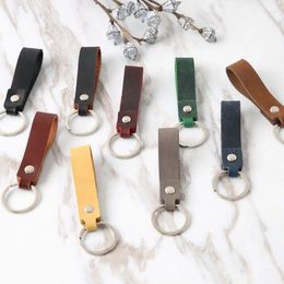 Keychains Keychain Lanyard Leather Car Key Handmade Cowhide Phone Chain Retro Simple Strap Universal Accessories Rope Lanyards