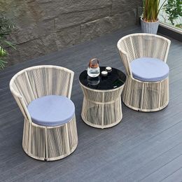 Camp Furniture Outdoor Balcony Table And Chair Set Of Three Rattan Chairs