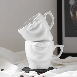 Mugs Creative Funny 3D Mouth Matte Ceramic Coffee Mug White Black Porcelain Cup For Latte Tea Milk Kitchen Drinkware Cute Couple Gift