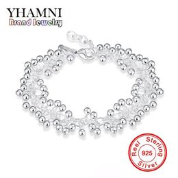 YHAMNI Luxury Real 925 Sterling Silver Jewelry Fashion Bracelets for Women Classic Charm Bracelet S925 Stamped H017325I