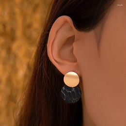 Dangle Earrings Fashion Statement Drop For Women White Marble Geometric Circular Hanging Brincos 2024 Jewellery