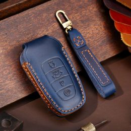 Leather Car Key Cover Case Keyring Bag for AW Hongqi H9 H7 H5 Hs5 Hs7 2020-2021 Fob Protector Keychain Holder