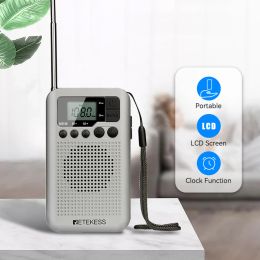 Radio Mini Radios Portable AM FM Battery Operated Radio Pocket Radio Speaker Stereo LCD Display Headphone Jack Clock