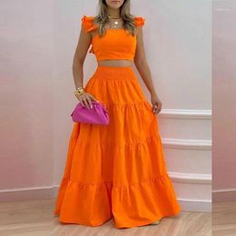 Women's Swimwear Beach Dress Women Summer 2024 For High Waist Pure Color Sexy Full Skirt Two Piece Solid Polyester Cover Up Pareo Tunics