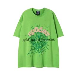 Spider T Shirt Men Designer Tshirt Number 55555 Star Foam Print High Quality Pure Cotton Pink Green Women Tshirts Trendy Couple Tee Loose Versatile Mens T Shirt 504