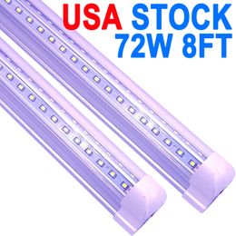 8Ft Led Shop Lights,8 Feet 8' V Shape Integrated LED Tube Light,72W 7200lm Clear Cover Linkable Surface Mount Lamp,Replace T8 T10 T12 Fluorescent Light Barn crestech