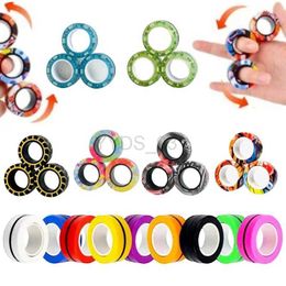 Finger Toys 1-9PCS Colorful Magnetic Rings Fidget Magnets Spinner for Anxiety Relief Therapy Decompression Multicolor Pack yq240227