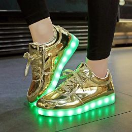 Shoes RayZing Gold Led Shoes Unisex size 3544 Fashion Light Men highquality casual Shoes tenis Shoes Outdoor travel dance Led