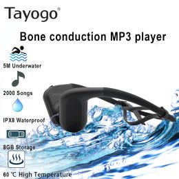 Player Tayogo W01 IPX8 Bone Conduction Headphone 100% Waterproof Music Player with FM Radio Swimming Diving Headset Handfree Headphone