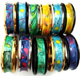 50pcs The Newest Men Women Colourful Enamel Glaze Hand Painted Porcelain Elegant Stainless Steel Ring Whole Trendy Jewellery 2820266