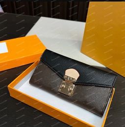 Top Quality Fashion Brown flower s-lock designer Wallet luxury's Men Women long Genuine Leather bags Letters coin Purse with Original Box Plaid card holder 19x10cm