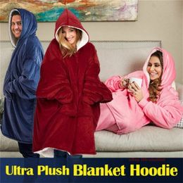 Oversize Hoody Sweatshirt Sofa Blanket for Women Hoodie Sweatshirt Sherpa Coats Comfy Pullover Christmas Sudadera Mujer 201128198v