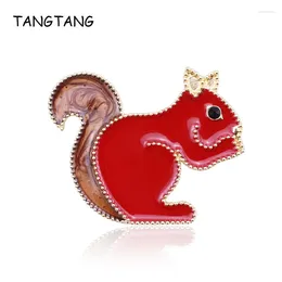 Brooches Brilliant Red Enamel Painted Lovely Rabbit Animal Brooch With Black Rhinestone Eye And Brown Tail Jewelry Pin Item NO.: BH8324