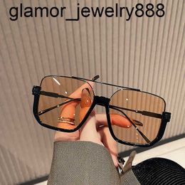 DL Glasses Retro Square Metal Half Frame Rimless Sun Glasses Vintage Double Bridge Irregular Women Sunglasses Men 2023 gafas