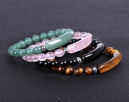 Natural Rose Quartz Agate Crystal Beaded Bracelet Chakra Healing Stone Green Aventurine Tiger Eye Beads for DIY Handmade Jewelry1405066