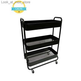 Shopping Carts Maintays Wide 3-layer metal multifunctional car black multifunctional laundry basket adults and children Q240227