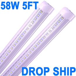 58W 6500K 5800LM White Light,5FT LED Shop Light Garage T8 5FT LED Tube Lights Warehouse Workshop Basement,Linkable LED ShopLights Garage Workbench crestech