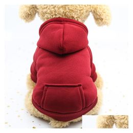 Dog Apparel Dog Hoodie Sweaters With Hat Cold Weather Cotton Pocket Puppy Cat Winter Warm Coat Sweater For Small Dogs Cats Drop Delive Dhxnu