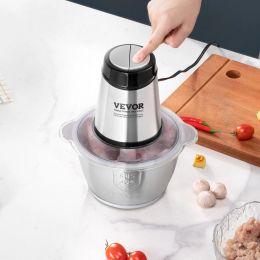 Grinders VEVOR Food Processor Electric Meat Grinder with 4Wing Stainless Steel Blades8 Cup Stainless Steel Bowl for Baby Food