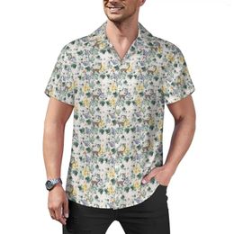 Men's Casual Shirts Fun Monkey Loose Shirt Mens Beach Floral Print Hawaiian Pattern Short Sleeve Harajuku Oversize Blouses