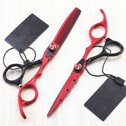 Tools Professional Japan 440c 6 '' Red Hair Cutting Scissors Haircut Thinning Barber Makas Cut Haircutting Shears Hairdresser Scissors