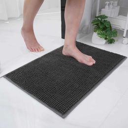 Bath Mats Shaggy Chenille Bath Mat Absorbent Quick Dry Floor Decoration Shower Pad Soft Thick Plush Carpet Anti-Slip Bathroom Rug